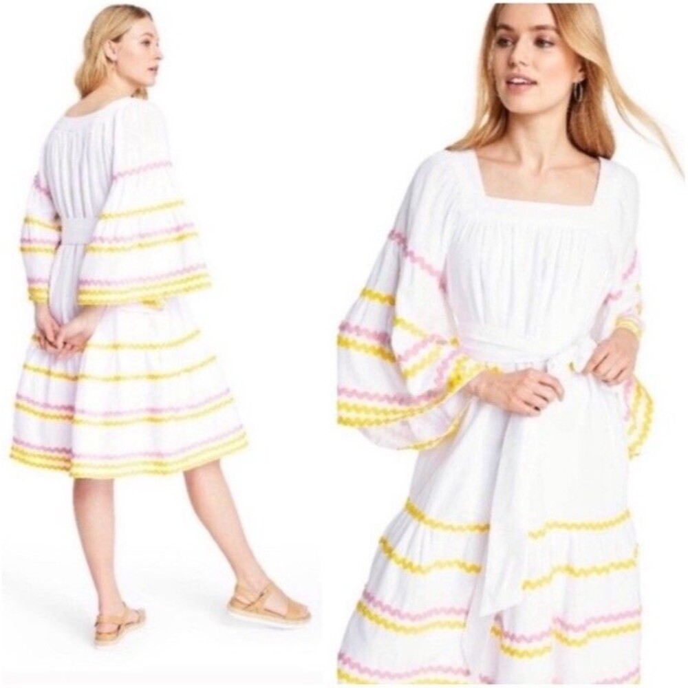 Lisa Marie Fernandez X Target Linen Blend Ric Rac Peasant Dress XXS Resort Vacay